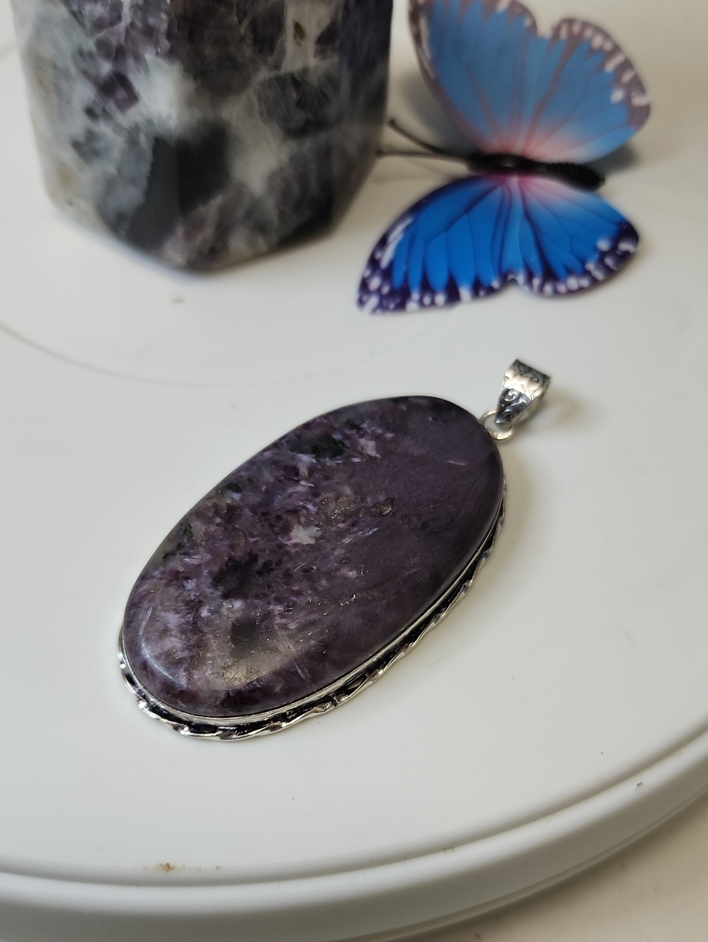 Purple Stone Oval Pendant